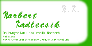 norbert kadlecsik business card